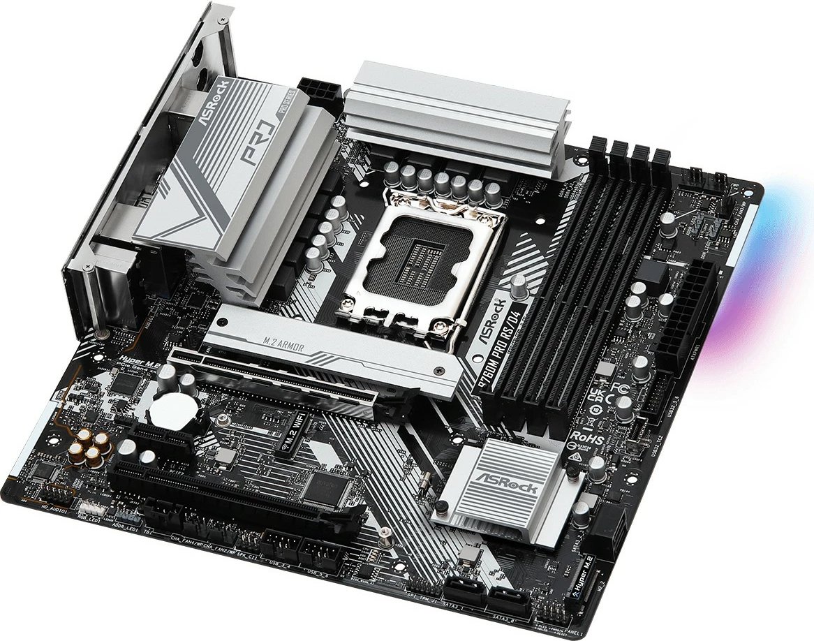 Pllakë amë ASRock B760M PRO RS/D4, Intel, LGA 1700, DDR4-SDRAM, 128 GB, micro ATX