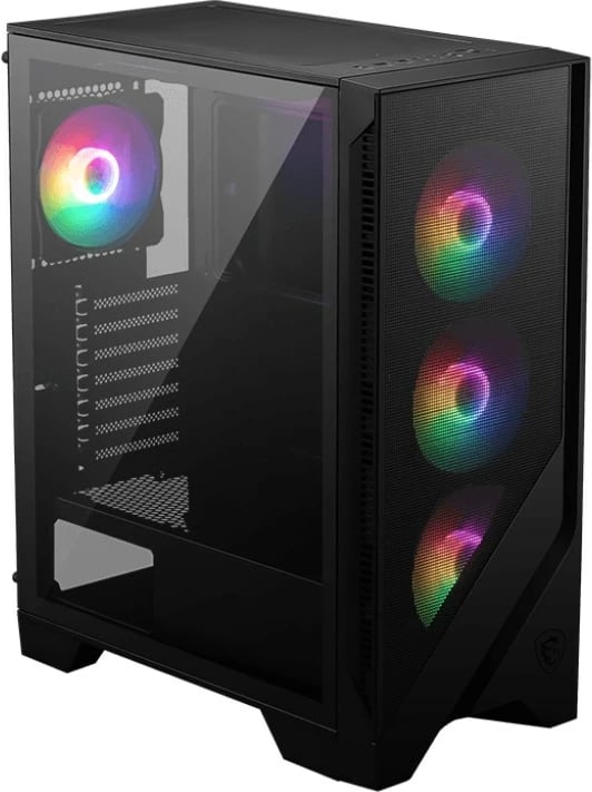 Kasë kompjuterike MSI MAG FORGE 120A AIRFLOW, Midi Tower, e Zezë dhe Transparente