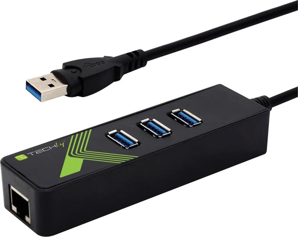 Adapteri i Rrjetit Techly 105803, USB-A 3.0 Gigabit Ethernet RJ45, hub me 3x USB