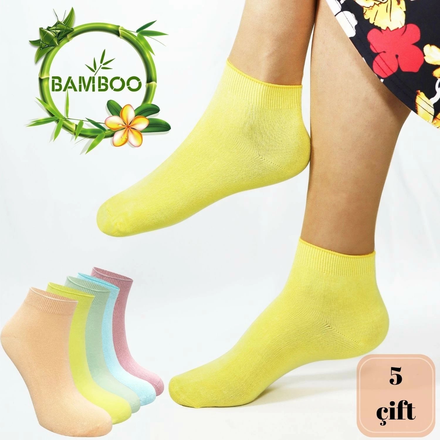 Çorape femra Kral Socks, model i shkurtër, set 5 copë