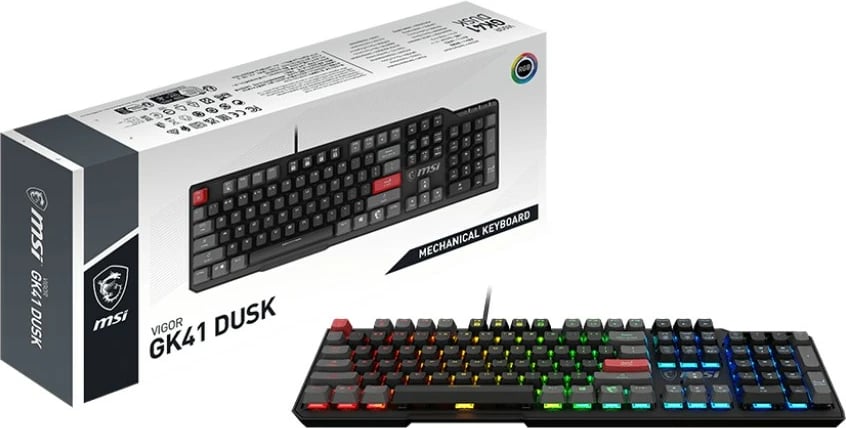 Tastierë MSI Vigor GK41 Dusk LR US Gaming USB QWERTY Anglisht E zezë