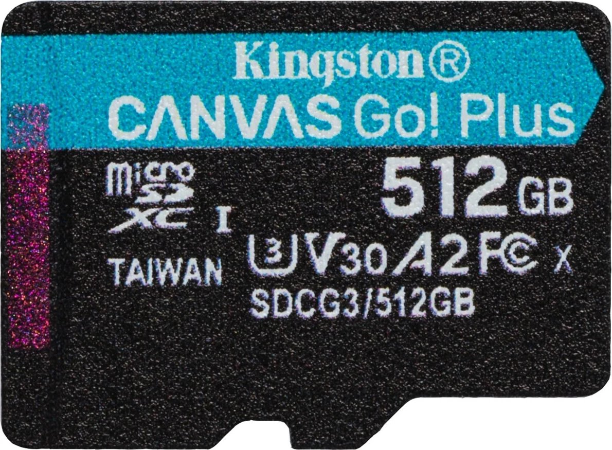 Kartelë microSDXC Kingston Technology 512GB Canvas Go Plus 170R A2 U3 V30, e zezë