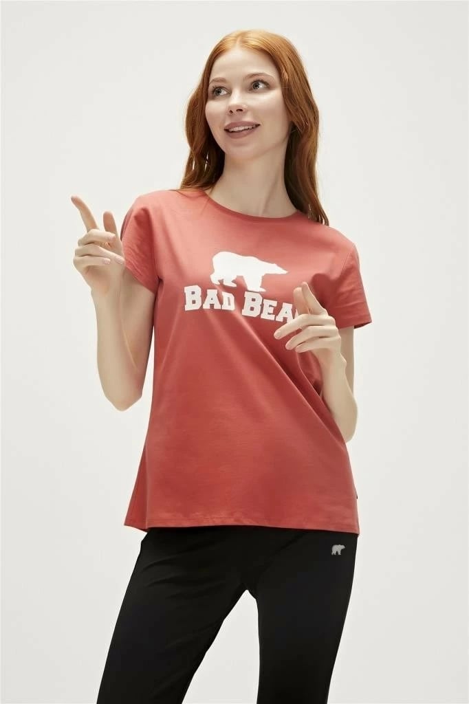 Maicë për femra Bad Bear Logo Tee, portokalli