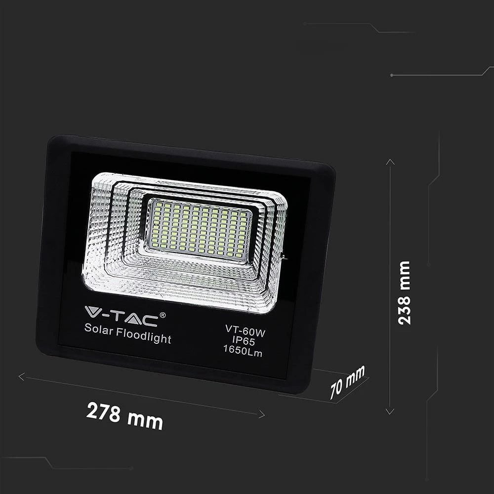 Projektor LED solar V-TAC VT-60W, 20W, IP65, 4000K, i zi