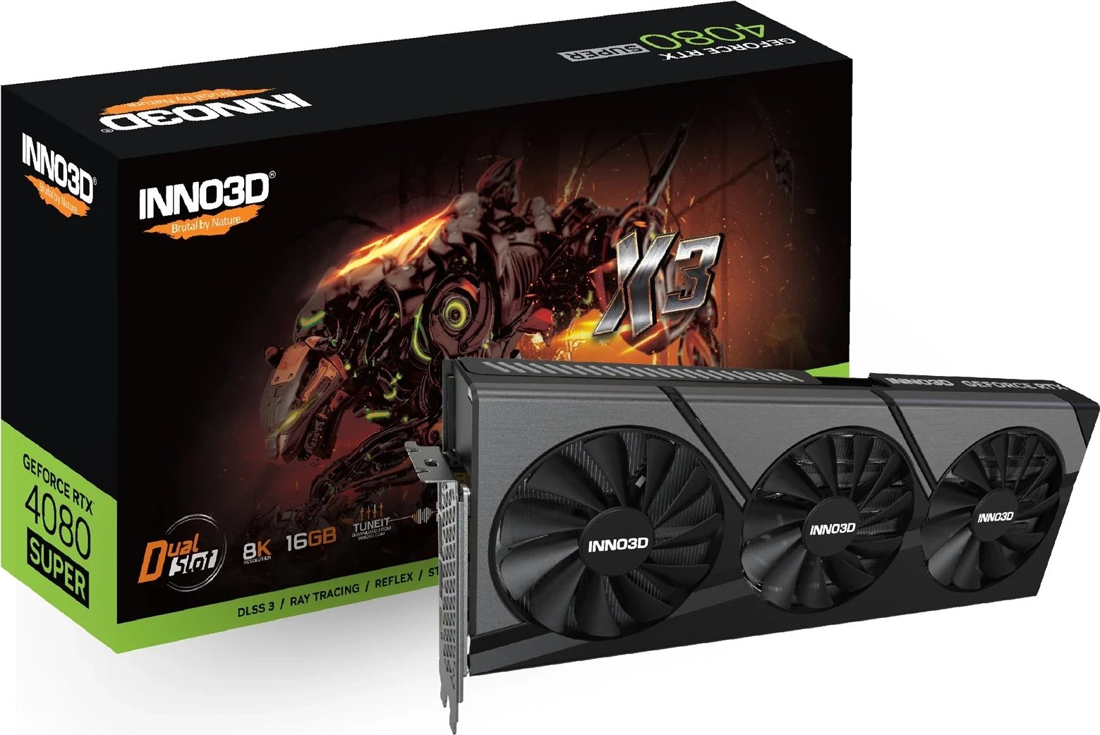 Kartë grafike Inno3D GEFORCE RTX 4080 SUPER X3 NVIDIA 16 GB GDDR6X, e zezë