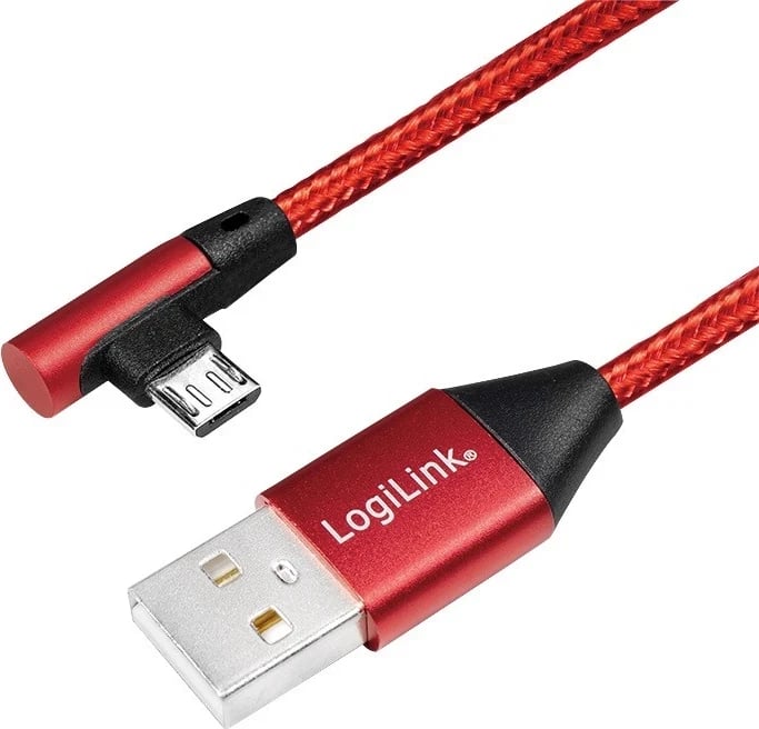 Kabllo karikuese LogiLink, micro USB, 0.3m, i kuq/zi