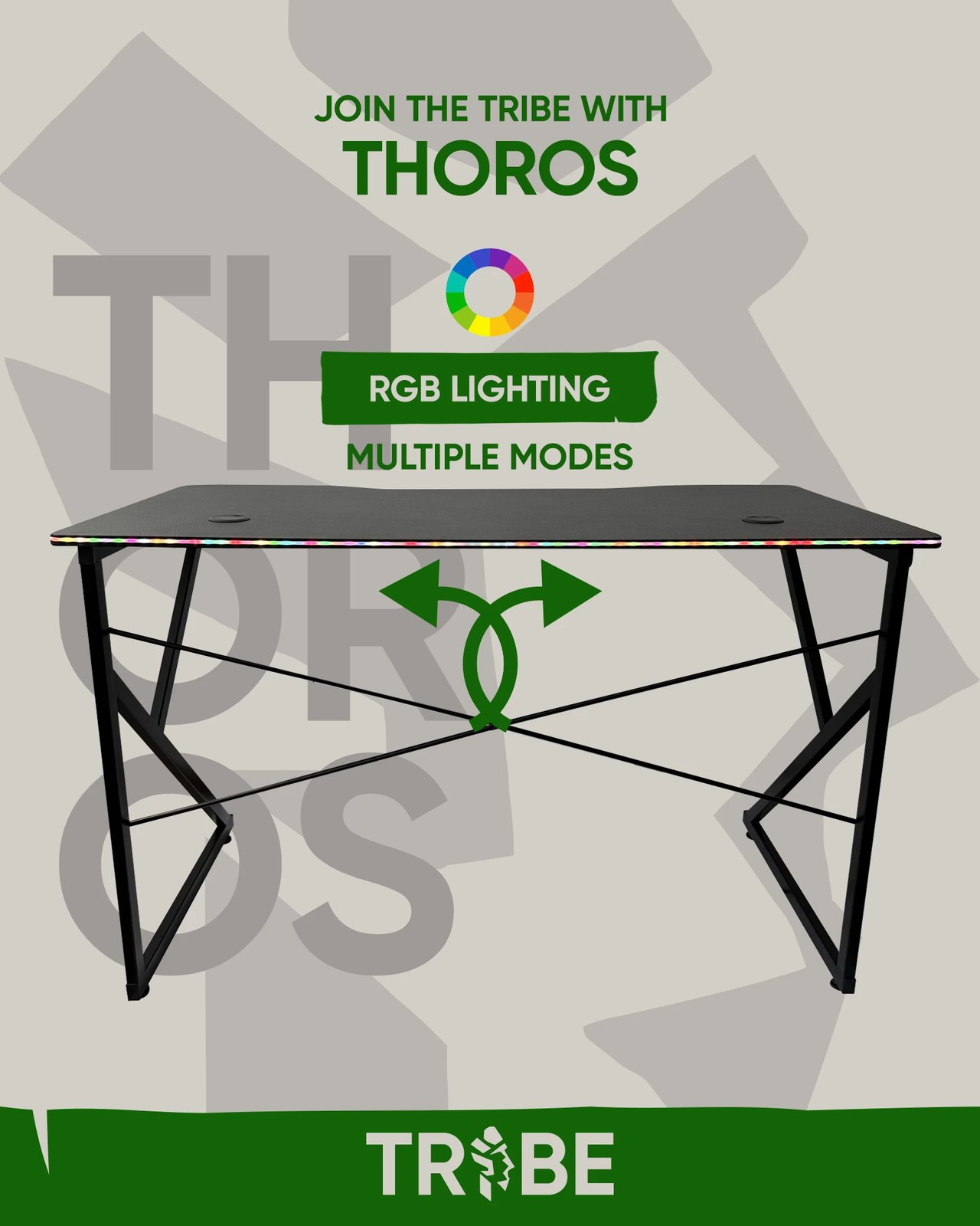 Tavolinë Gaming TRIBE "Thoros" LED