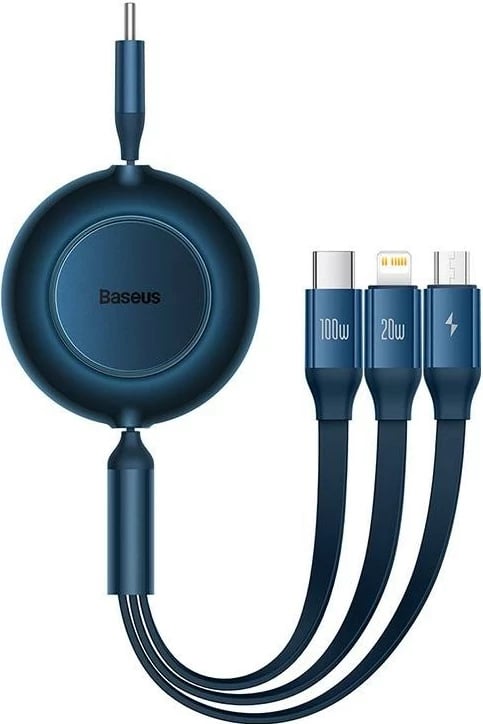 Kabëll Baseus Bright Mirror 4 USB-C 3w1, microUSB / Lightning / USB-C, 100W / 3.5A, 1.1m (blu)