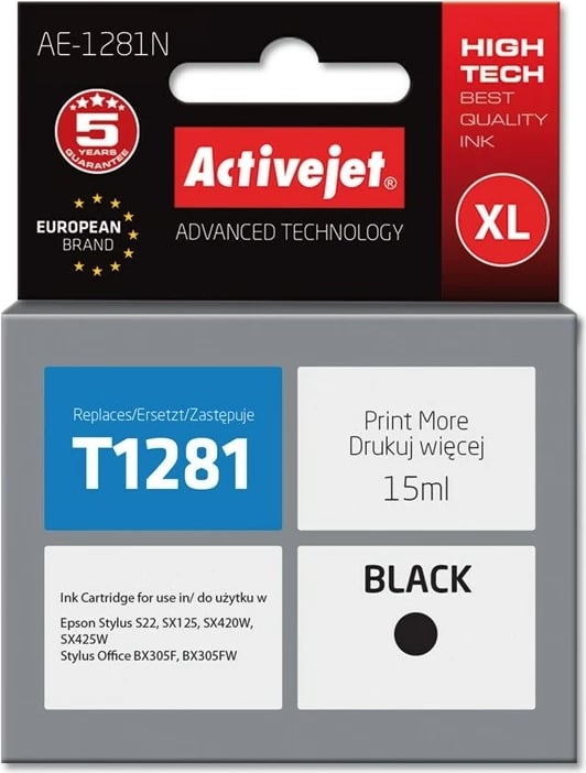 Ngjyrë zëvendësuese Activejet AE-1281N për printer Epson, 15 ml