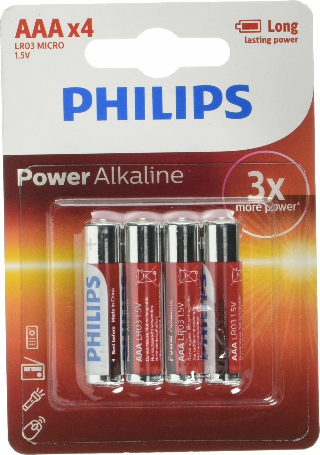 BATERI PHILIPS LR03P4B/10 | POWER ALKALINE AAA / 4