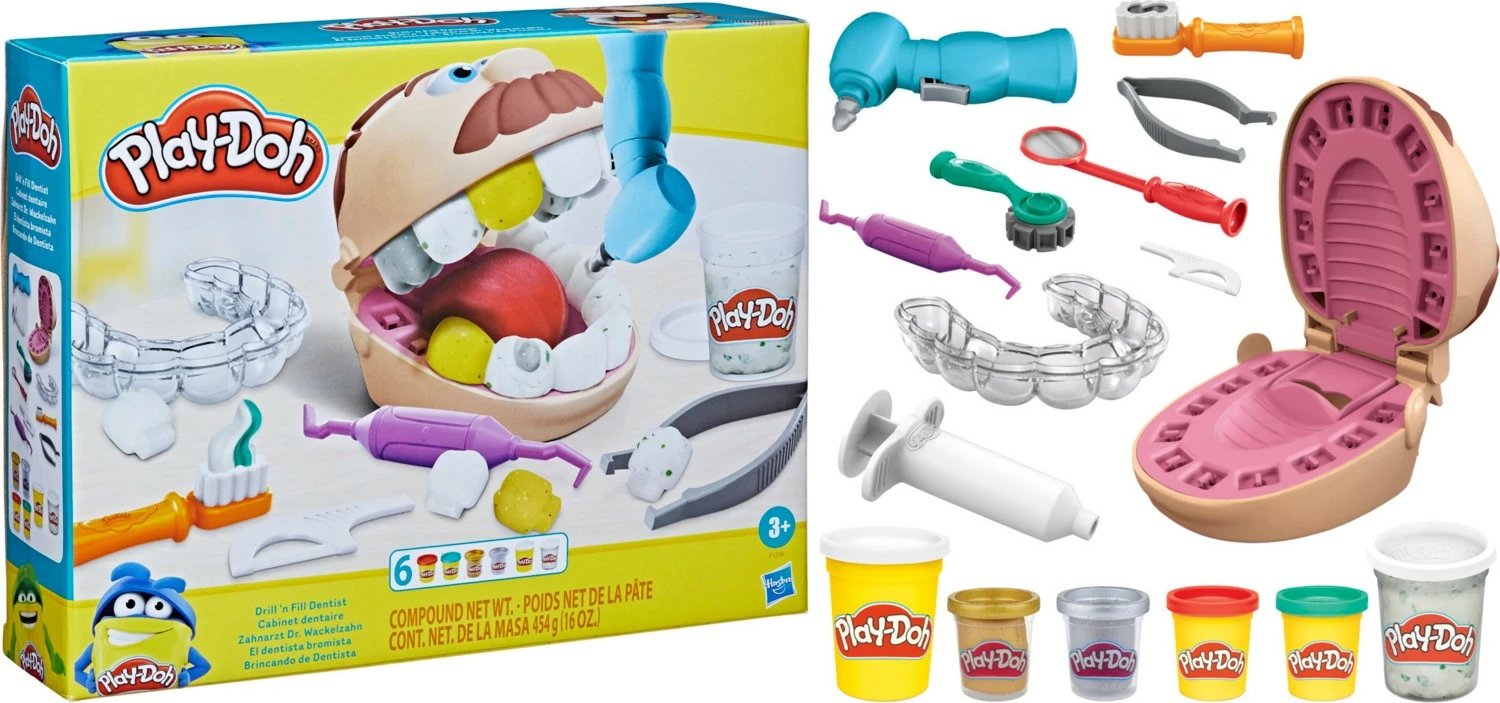 Set dentistik Play-Doh, për djem, 10 pjesë, i bardhë