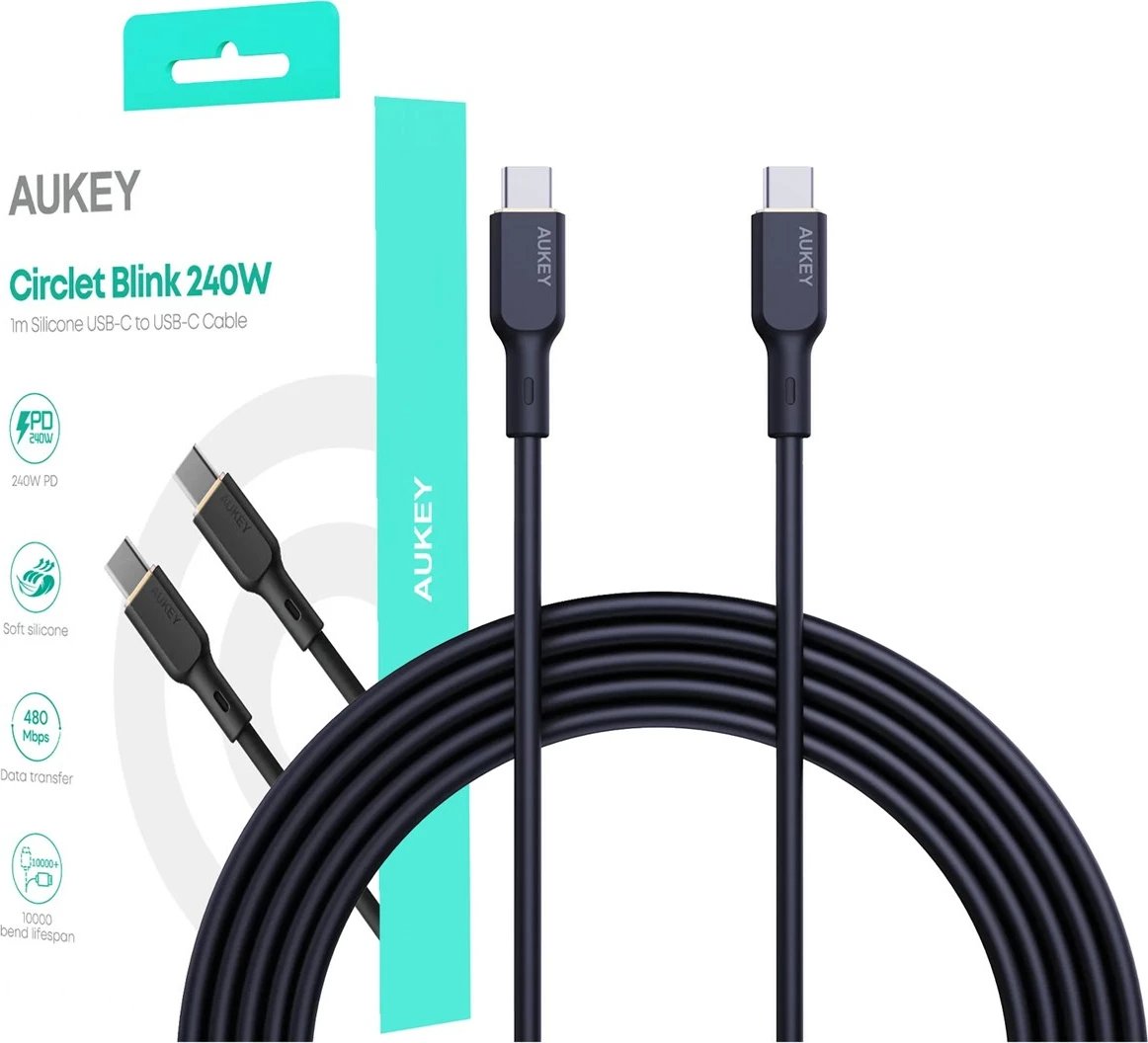 Kabllo USB-C AUKEY CB-SCC241 240W 1m e zezë