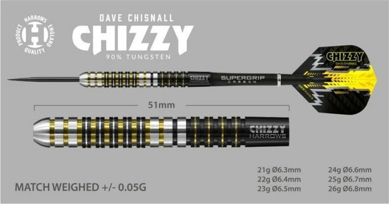 Shigjeta për Dart Harrows Chizzy, 90% Tungsten