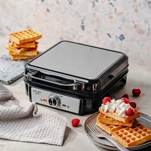 Hekur për waffle Adler AD 3083, 1800 W, Argjendtë