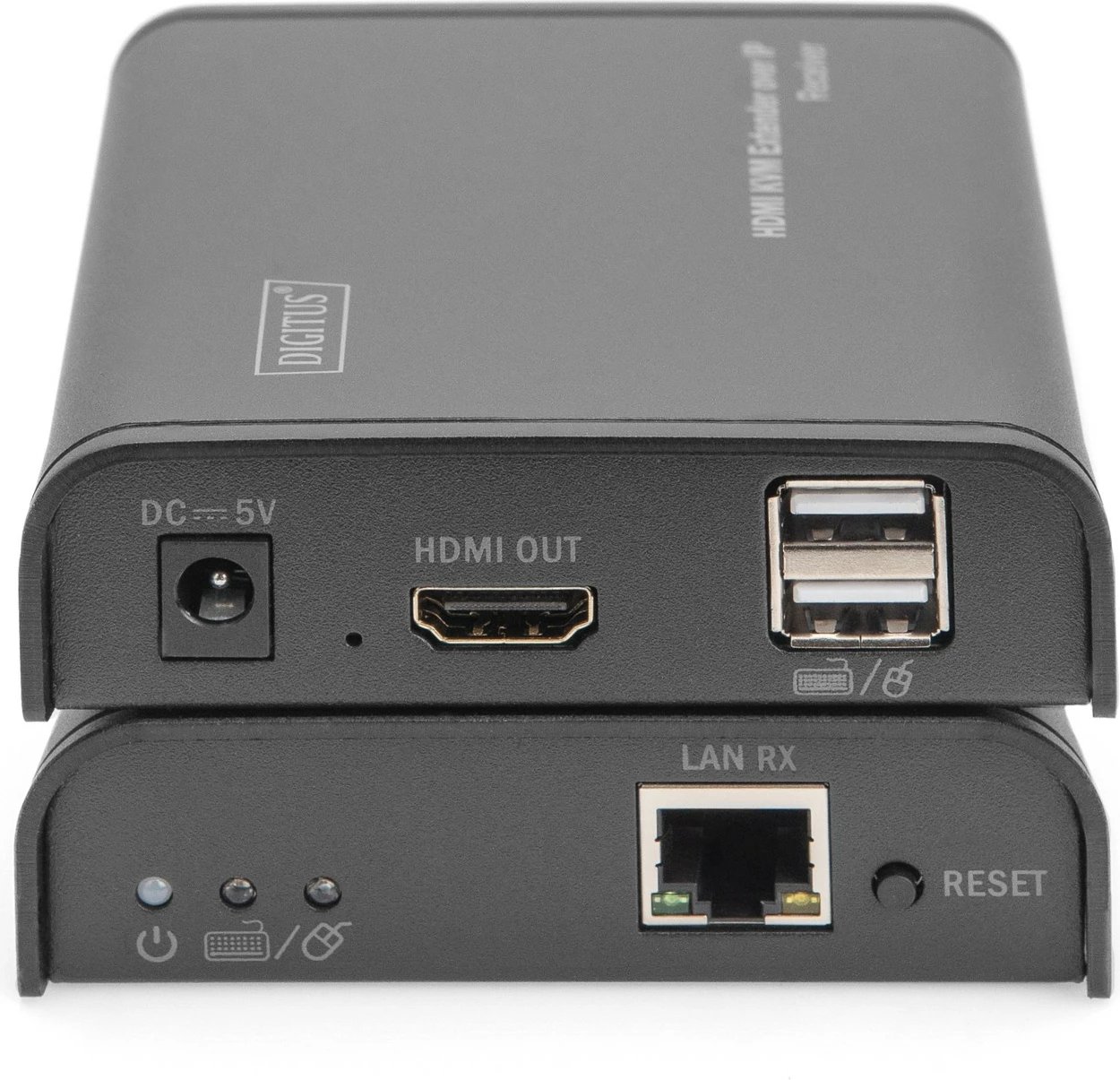 Set HDMI KVM IP Digitus, Transmetues dhe pranues, me kabllo, 80 m, Cat5, Cat5e, Cat6, 1920 x 1080 piksela, E zezë