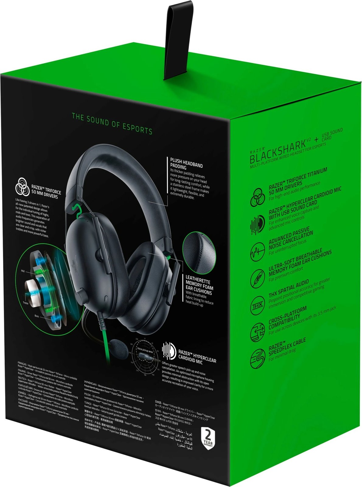 Kufje Razer Blackshark V2 X, Wired, 12 - 28000 Hz, Gaming, 270 g, Black, Green