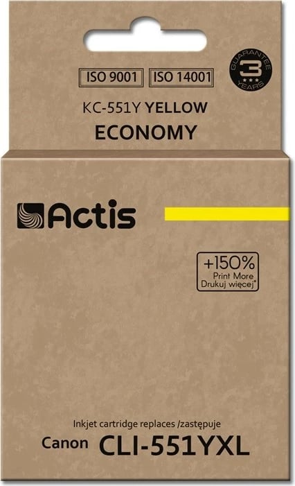 Ngjyrë zëvendësuese Actis KC-551Y për printer Canon CLI-551Y, 12ml, e verdhë (me çip)