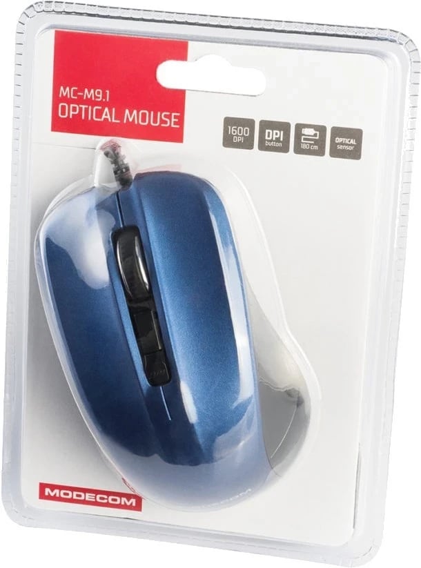 Maus universal Modecom MC-M9.1, 1600dpi, i kaltër 