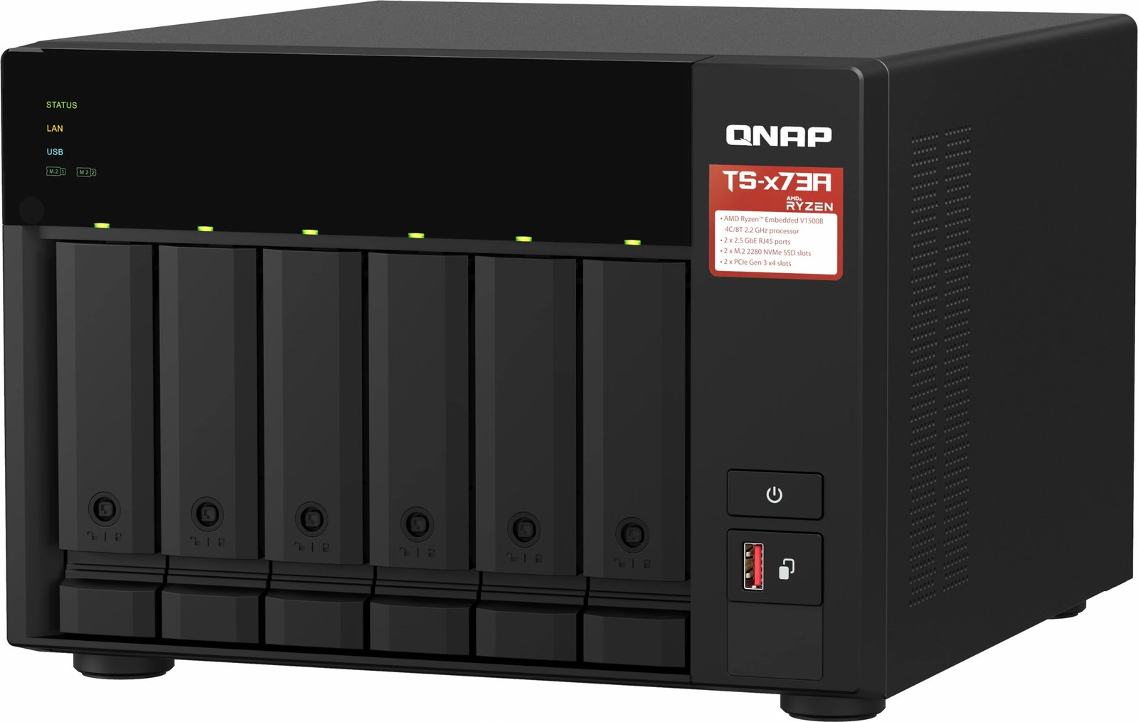 NAS QNAP TS-673A, Tower, AMD Ryzen V1500B, 8 GB, DDR4