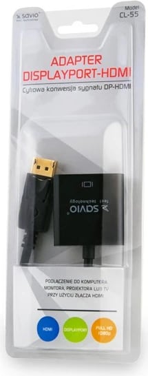 Konvertues Savio CL-55, DisplayPort- HDMI,Type A, 0.2 m, e zezë