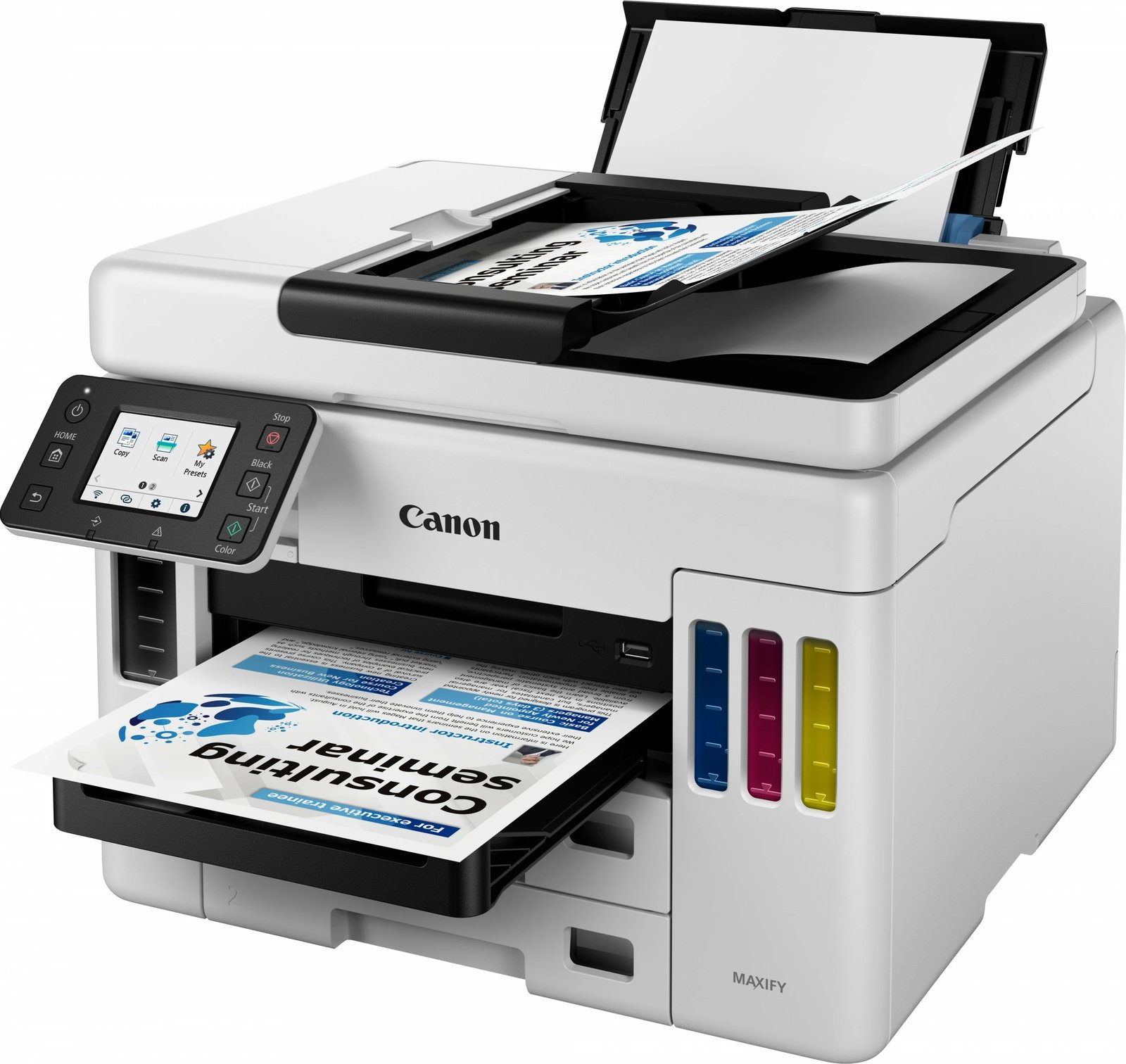 Printer Canon MAXIFY GX7050 MegaTank, Inkjet, Printim me ngjyra, 600 x 1200 DPI, A4, Printim direkt, Bardhë, Zi