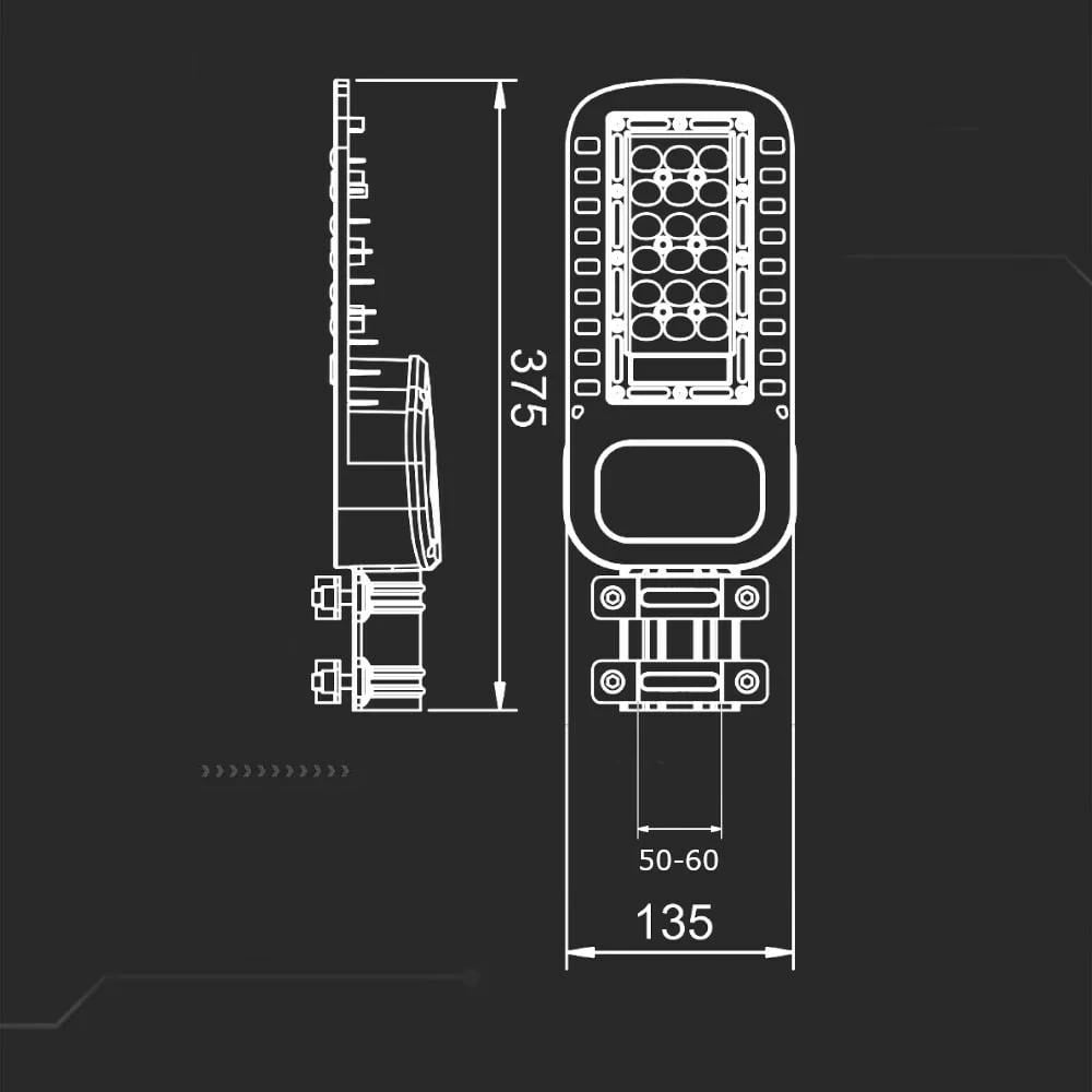 Dritë rrugore LED V-TAC SAMSUNG CHIP 30W, 6500K, Gri