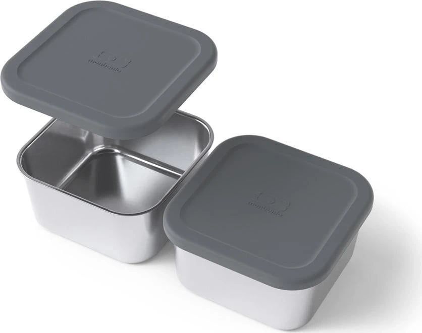 Kontejnerë ushqimi monbento, çelik inox, 2 copë, gri