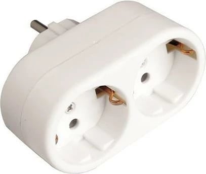 Adapter EUROLAMP nga 1 Schuko në 2, Bardhë