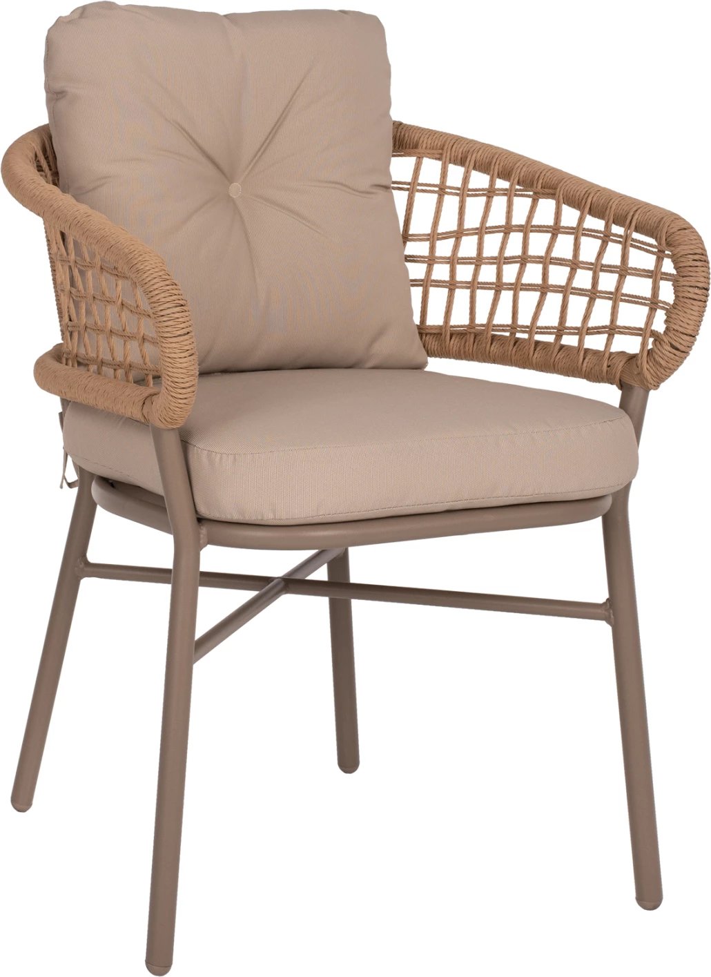 Karrige alumini mocha profesionale rattan & jastëkë bezhë FH5863.02 60x56x84 cm.