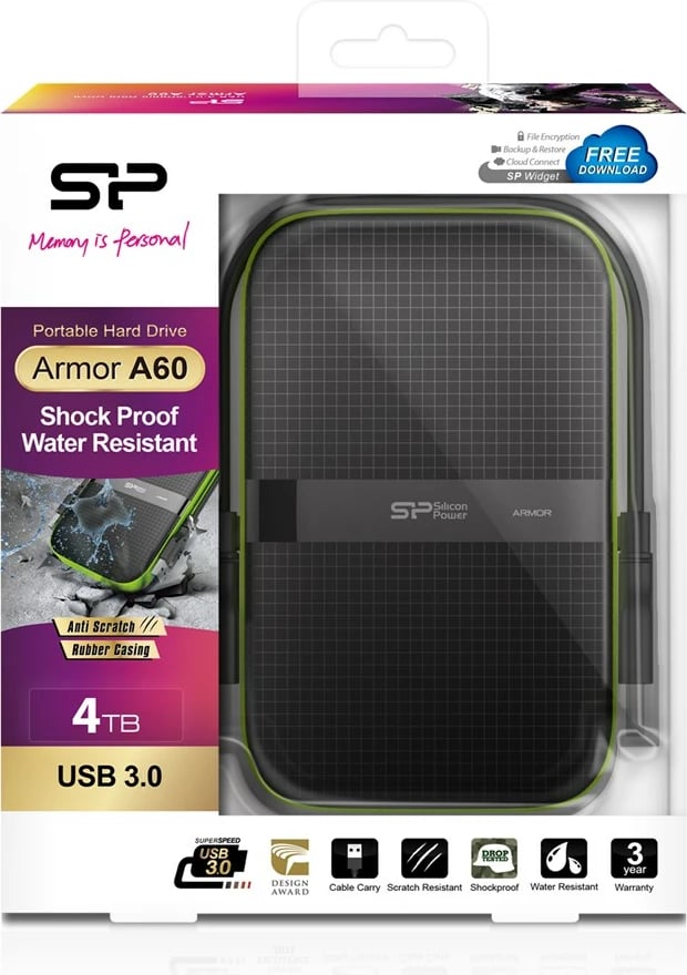 Disk HDD Silicon Power Armor A60, 4TB, i zi / gjelbër