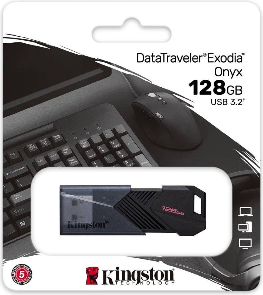 USB Kingston DataTraveler 128GB, 3.2 Gen 1 Exodia Onyx