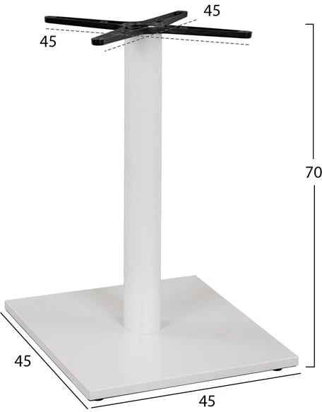 Bazë metalike e bardhë mat 45x45x70 me kryq 45x45 dhe rregullues FH438.02