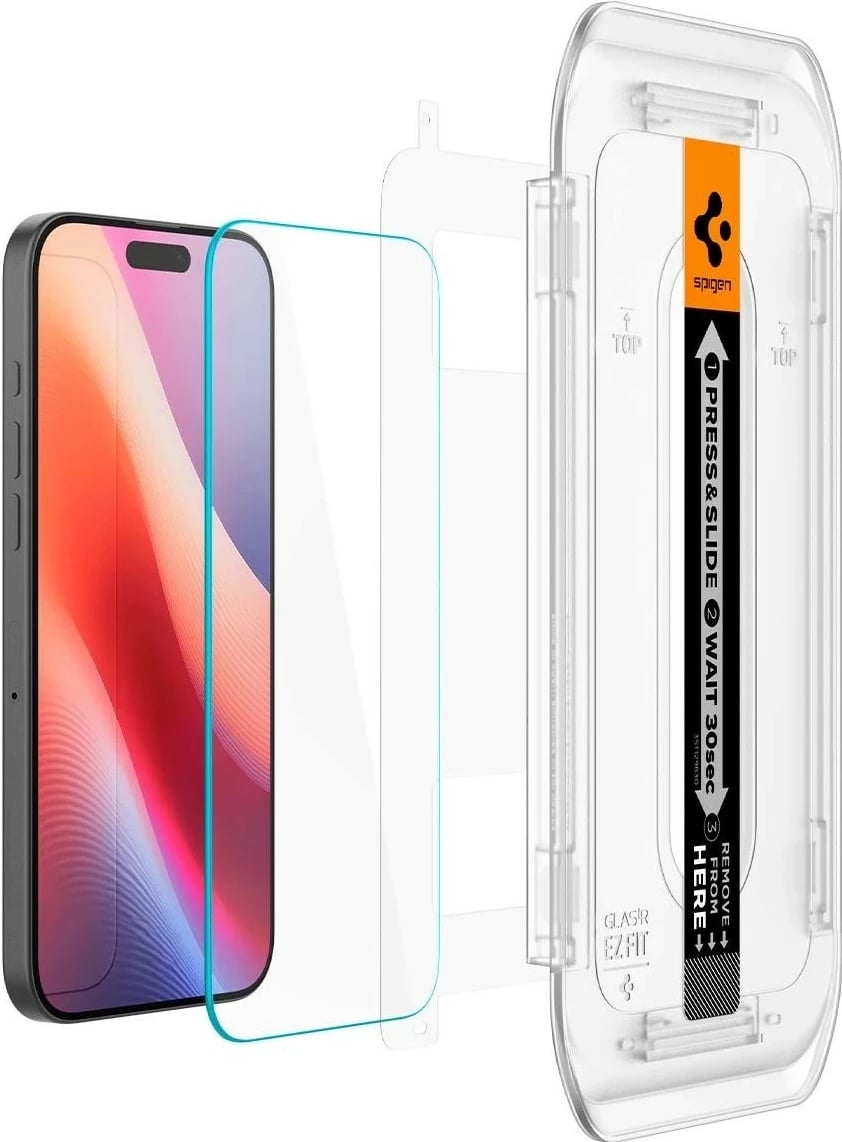 Xham mbrojtës Spigen GLAS.TR EZ Fit, për Apple iPhone 16 Pro, transparent