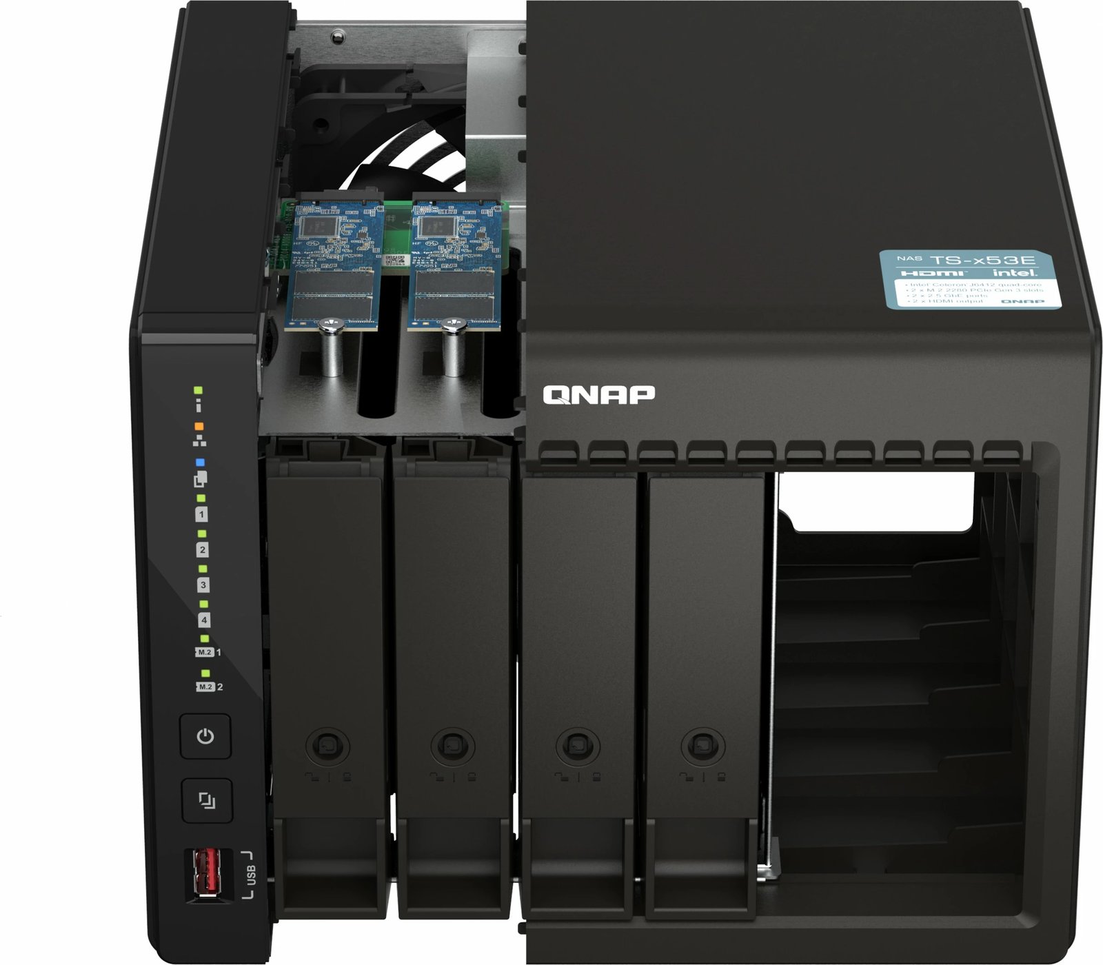 NAS QNAP TS-453E, Intel® Celeron®, J6412, 8GB RAM, e zezë