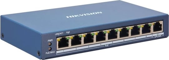 Switch Hikvision DS-3E1309P-EI, 8 porta, PoE, Gri