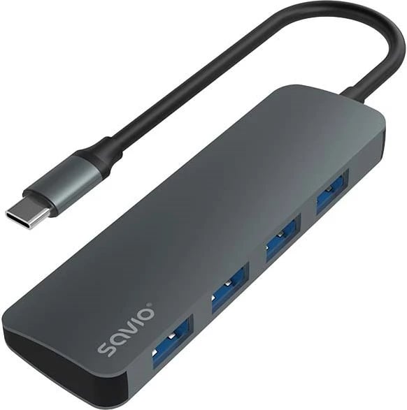 Hub Savio USB-C - 4 x USB-A, AK-54, hiri