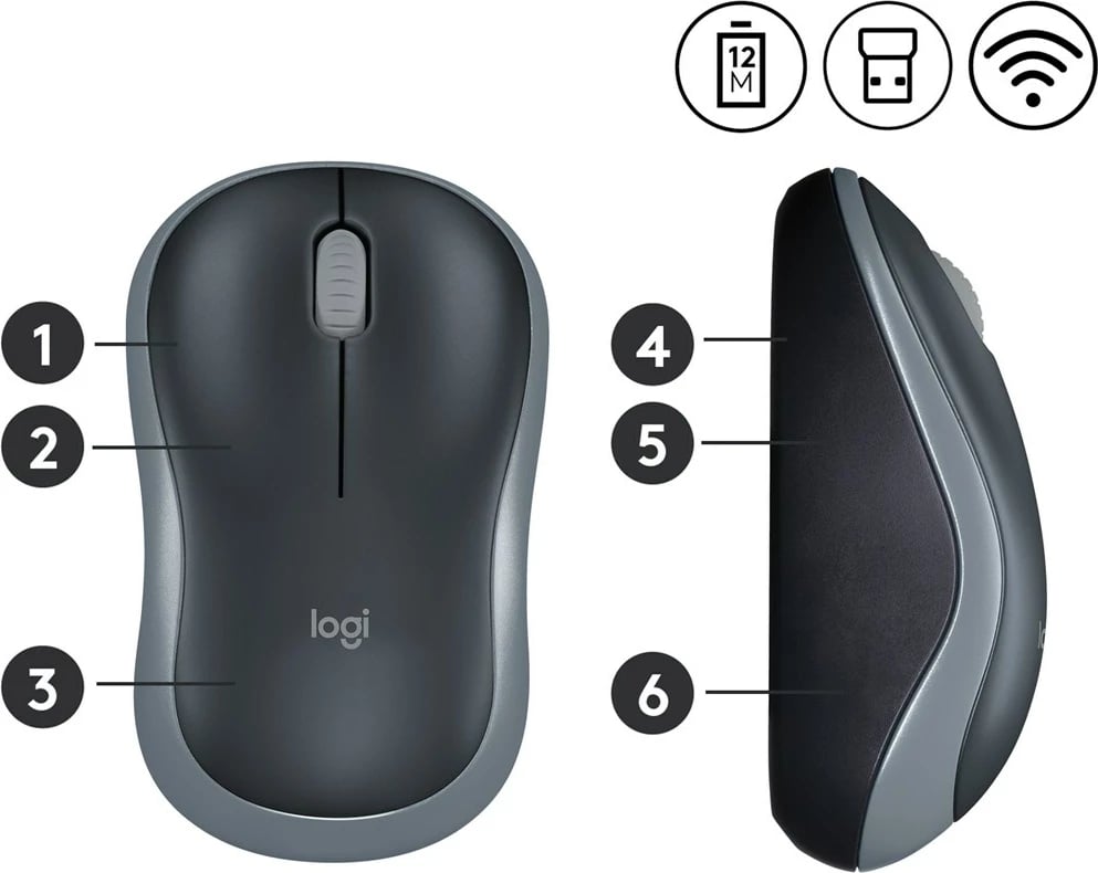 Maus Logitech M185, 1000 DPI, wireless, hiri