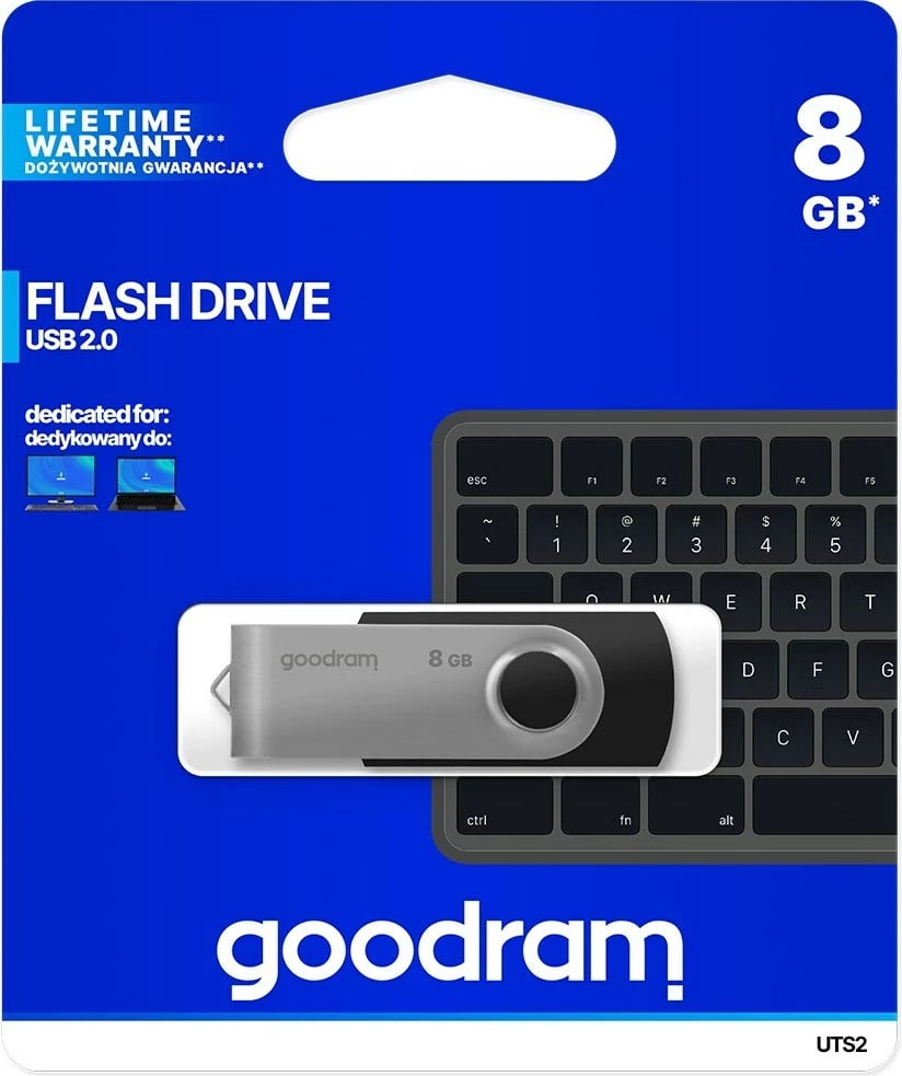 USB Goodram UTS2, 8 GB, e zezë, argjend