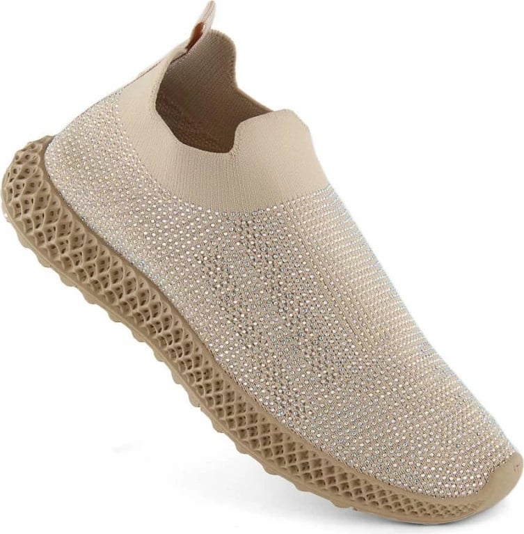 Atlete slip-on me gurë të çmuar S.Barski, për femra, bež