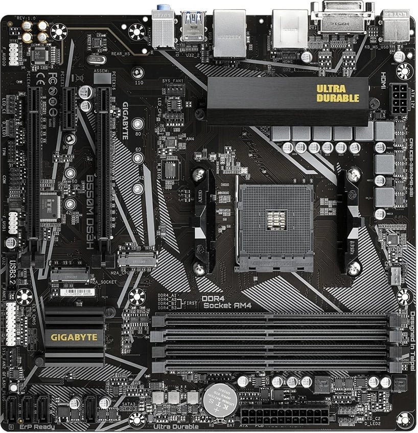 Pllakë amë Gigabyte B550M DS3H, Socket AM4, micro ATX, e zezë