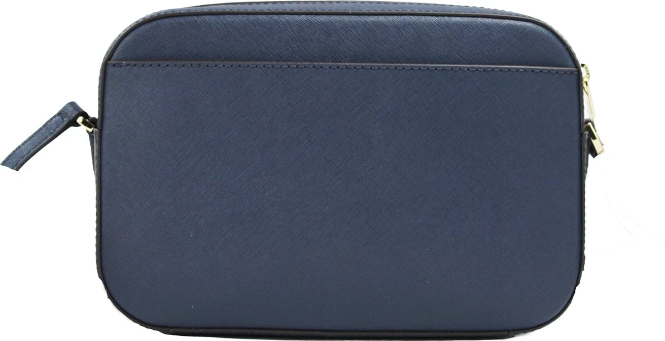 Jet Set Large East West Navy Leather Zip Chain Crossbody Bag Purse