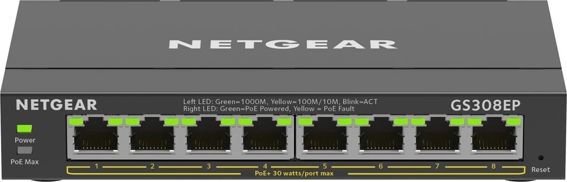 Switch NETGEAR GS308EP, 8-Port Gigabit Ethernet PoE+, Managed L2/L3, i zi