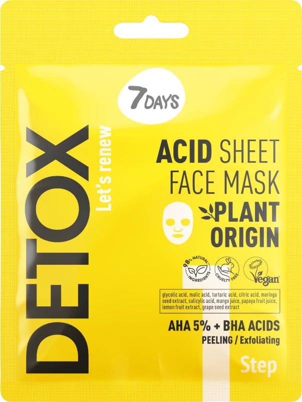 Maskë për fytyrë 7days Detox 1 Acid Sheet Face Mask, 25 gr