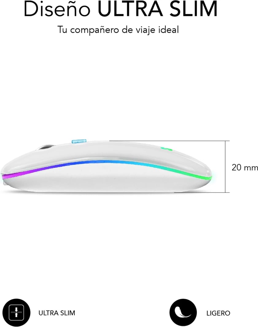 Maus SUBBLIM LED Dual Flat 1600 DPI i bardhë SUBMO-LDFLAT2