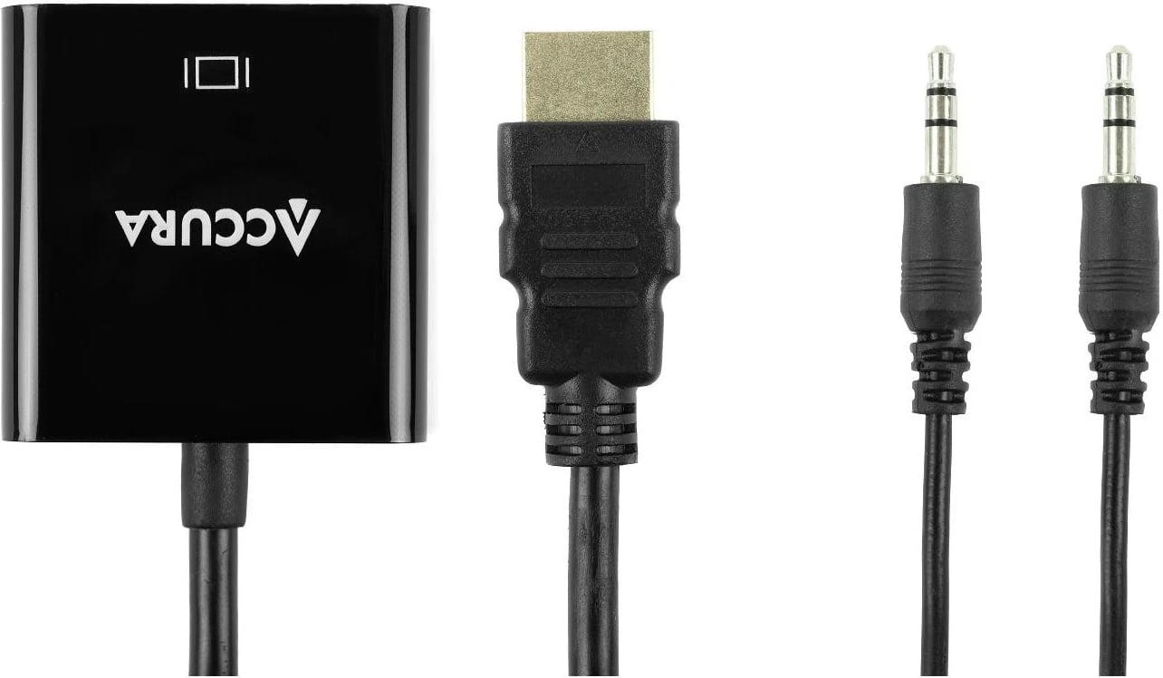 Adapter Accura HDMI > VGA me ngjyrë të zezë + audio