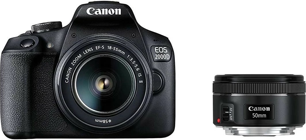 Aparat Canon EOS 2000D, EF-S 18-55 IS, 50/1.8 STM
