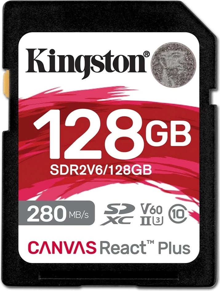 Kartë memorie Kingston 128GB Canvas React Plus SDXC UHS-II, e zezë