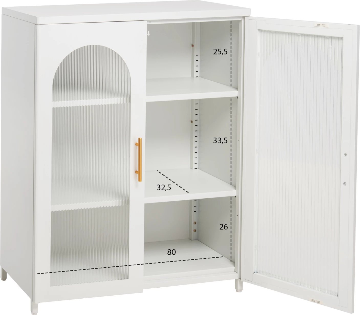 Kabinet metalik për ekspozim CARIL FH9571.02 i bardhë 80x37-40x102H cm