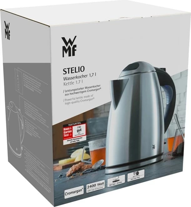 Çajnik elektrik WMF Stelio 1.7 L, 2400 W, Ngjyrë e zezë, Inoks