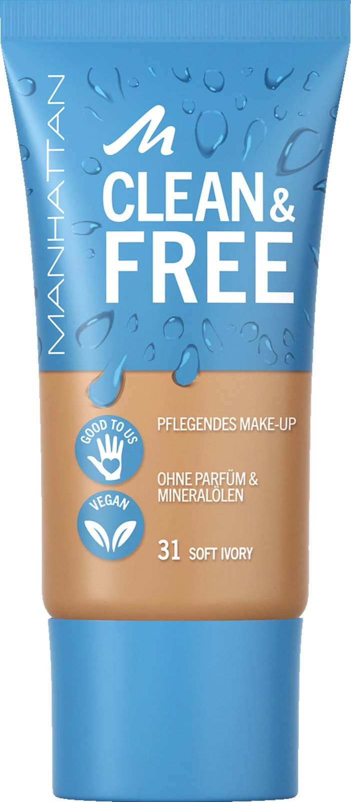 Krem pudër Manhattan Clean & Free, 31 Soft Ivory, 30ml